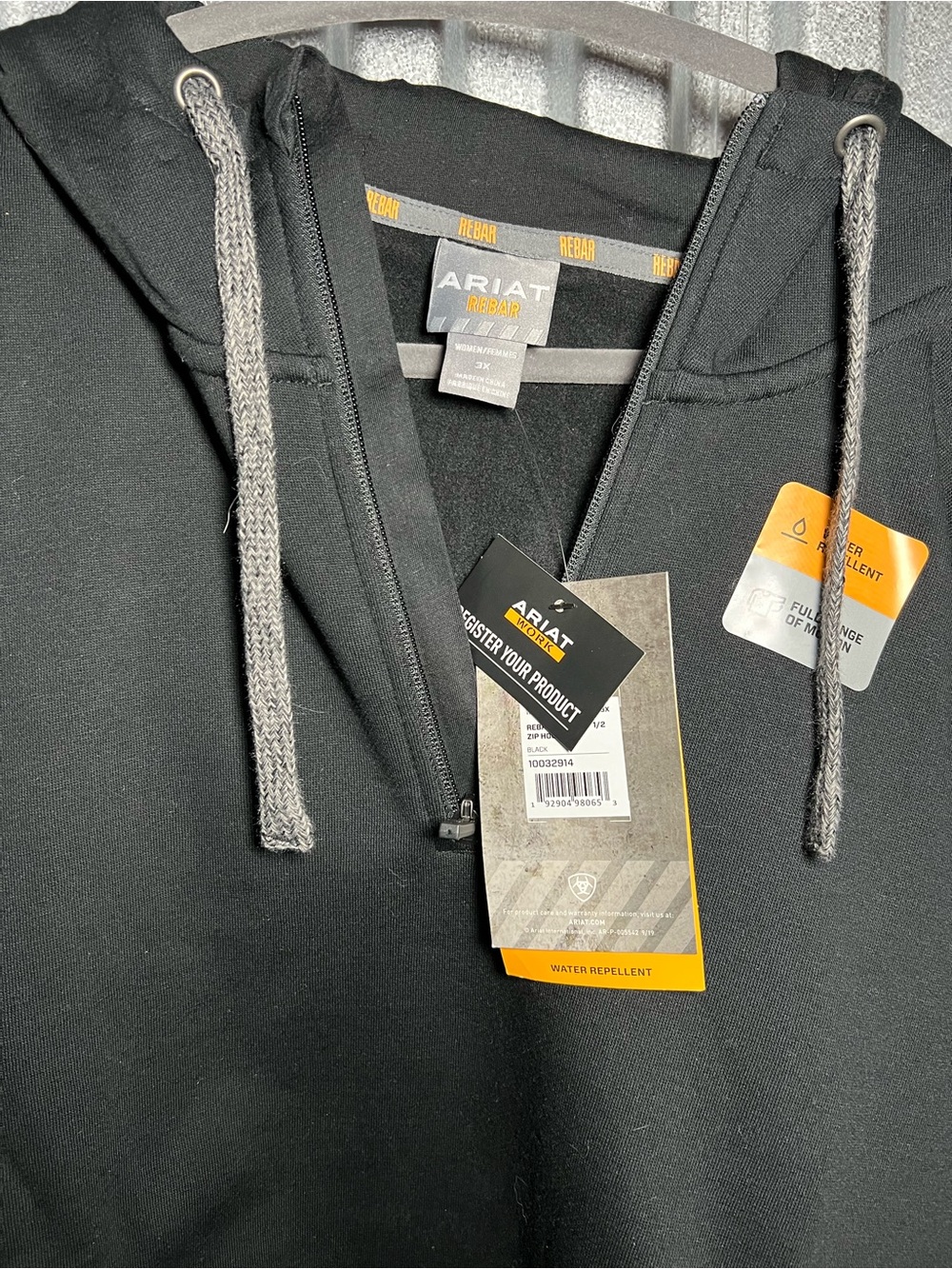 Ariat Rebar 1/4 zip Hoodie in Black 3x NWT - Picture 2 of 5